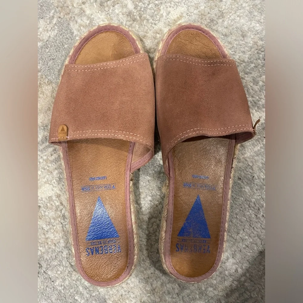 Verbenas Leather Slide Sandals Pink Comfortable Slip On Sz 40/US 9 Made in Spain - Picture 4 of 12
